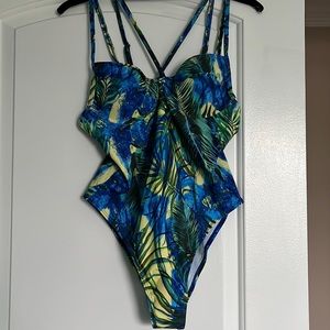 Tropical print one piece